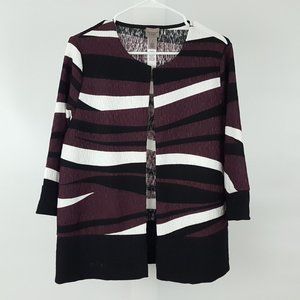 Easywear Chico's 1 (Women's Size 8) Sparkly Cardigan Sweater Striped Purple
